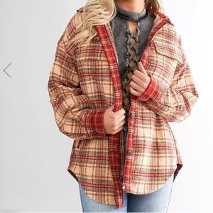 Gilded Intent Red and Cream Plaid Jacket